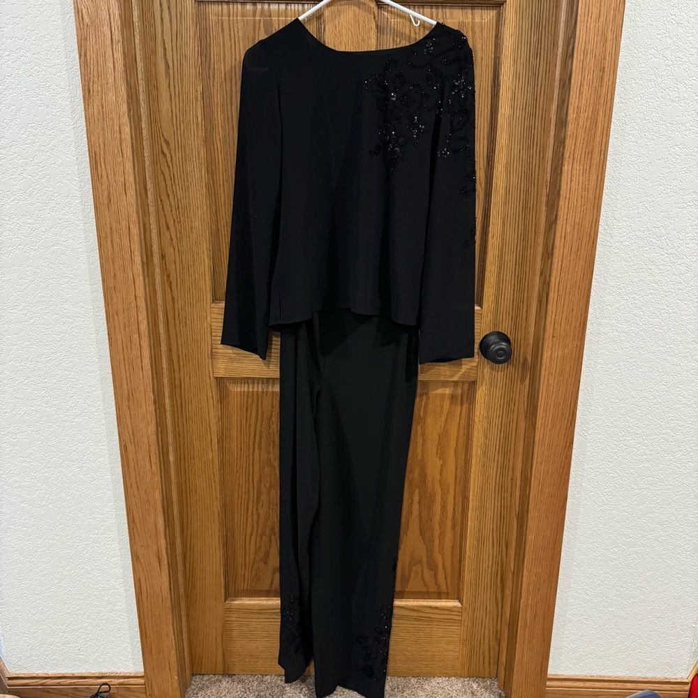 Vintage Casual Corner Beaded Pant Set Black Formal Size 4 NWT